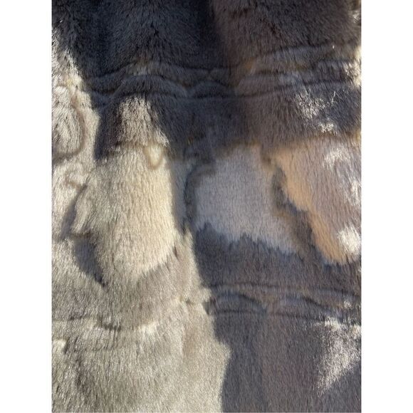 Vintage Woolrich Plush Gray Hooded Tumblewood Leaves Faux Fur Jacket Coat Sz M - Picture 10 of 10
